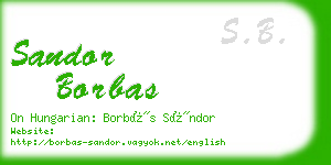 sandor borbas business card
